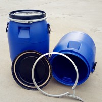 50升大口蓝色抱箍桶50L法兰塑料桶鹏腾供应